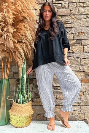 Prairie Pintuck Cotton Smock Black